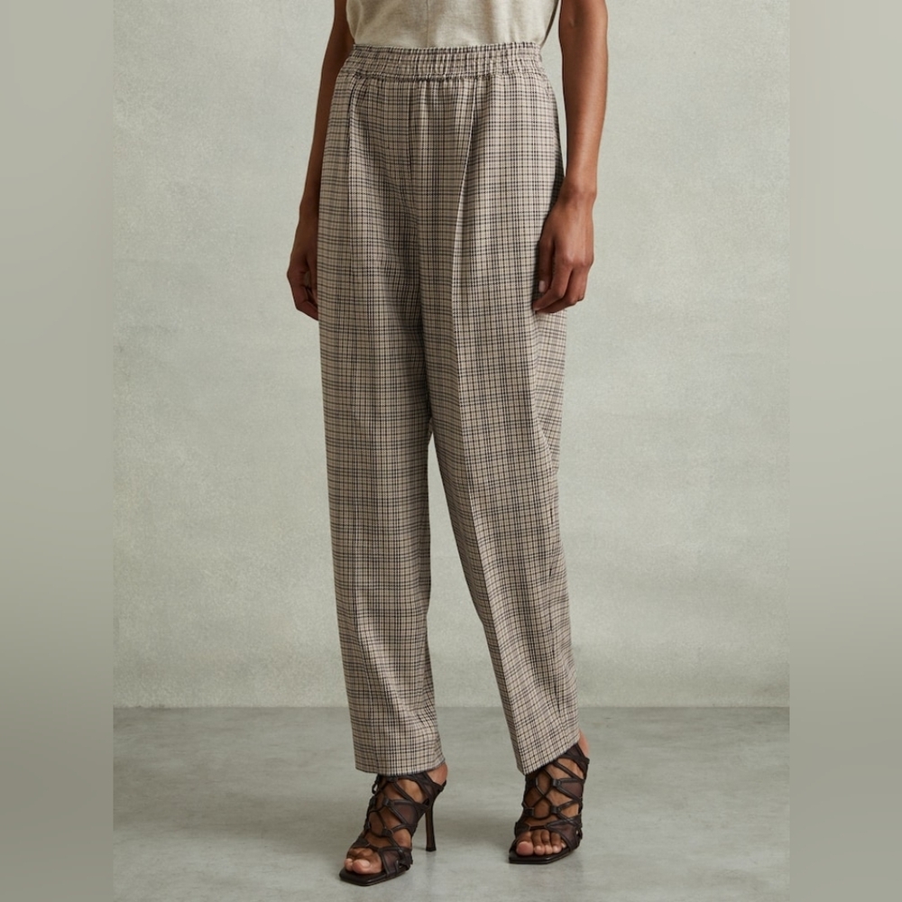 BNWT Reiss Karina Check Pull On Trousers - Size 8